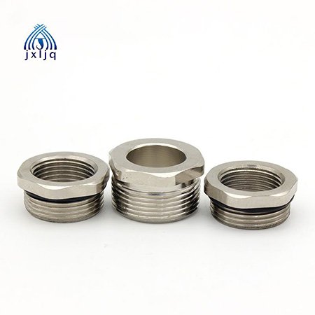 Brass reducers for matching cable gland threads to CCTV enclosure entries